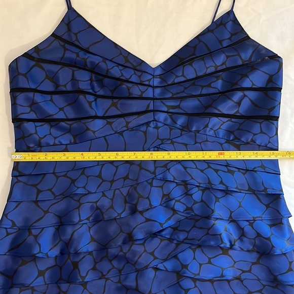 ElizaJ Cocktail Mini Dress, Blue/Black, Sheer Cutout Snake Print Goth Silky - Picture 9 of 13